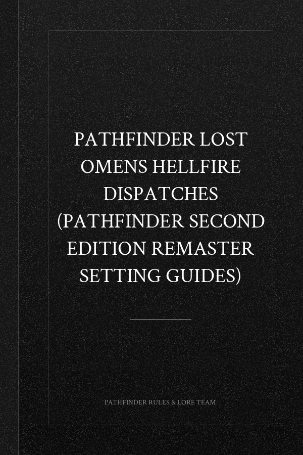 Pathfinder Lost Omens Hellfire Dispatches (Pathfinder Second Edition Remaster Setting Guides)