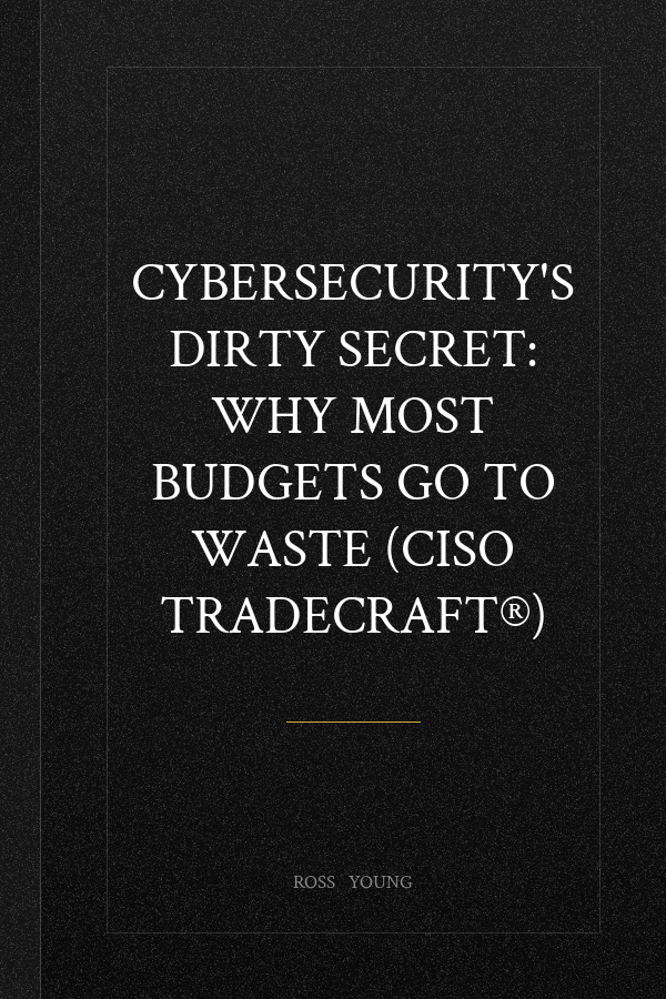 Cybersecurity's Dirty Secret: Why Most Budgets Go to Waste (CISO Tradecraft®)